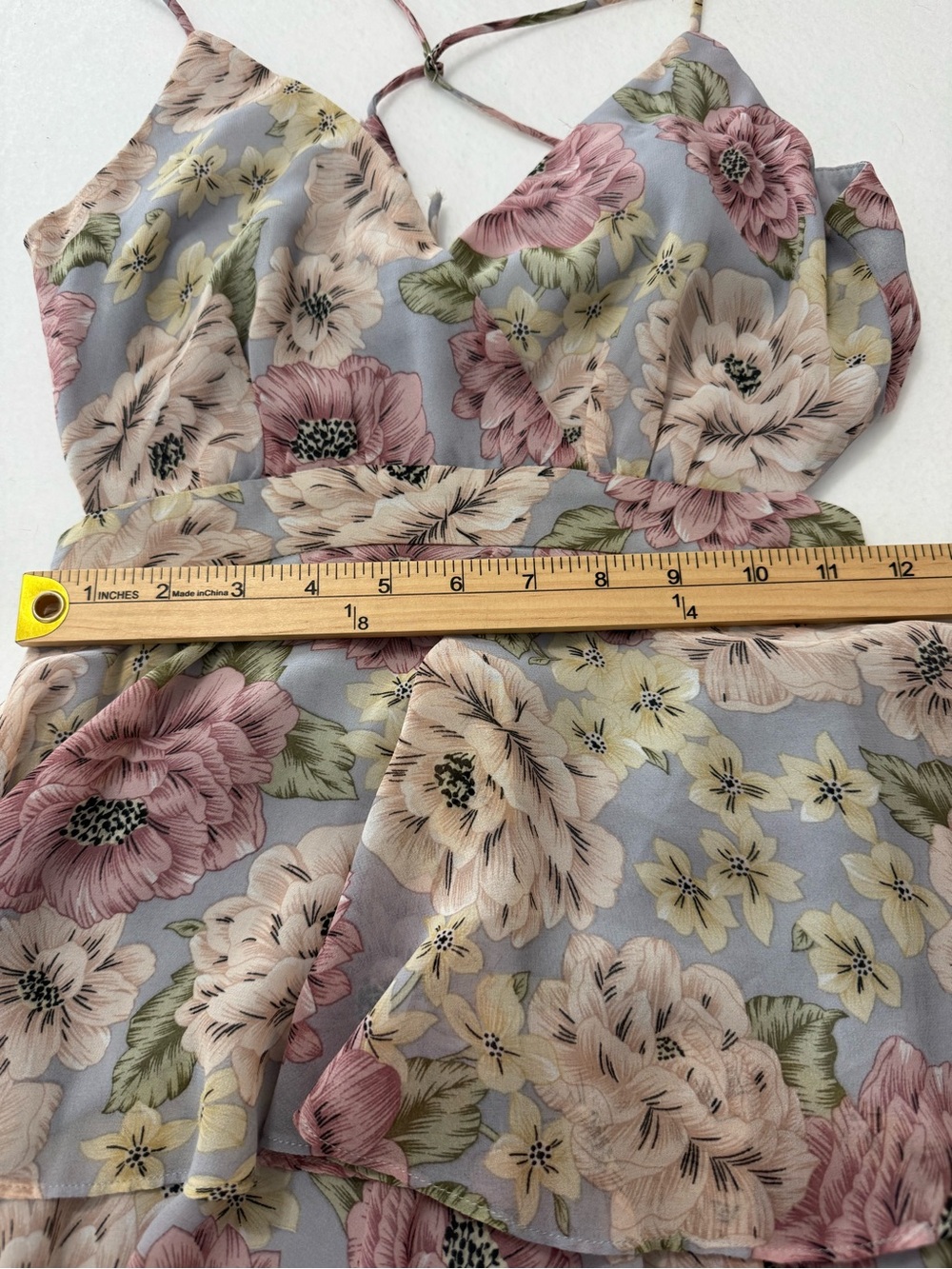 ASTR the Label Rosana Floral Tiered Ruffle Maxi Dress backless plunge - SizeXs - Picture 11 of 11